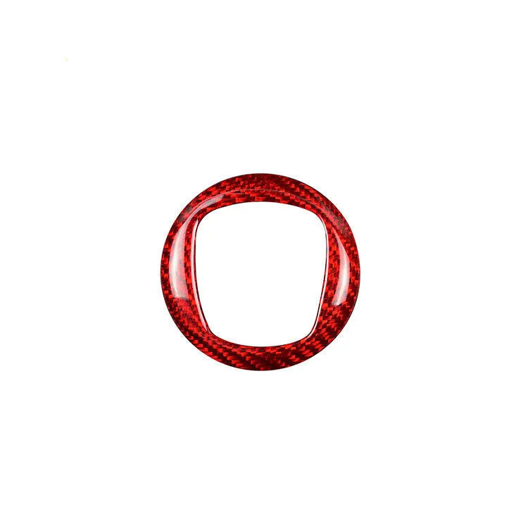 Real carbon fibre decorative sticker frame for car steering wheel in black and red colour options.