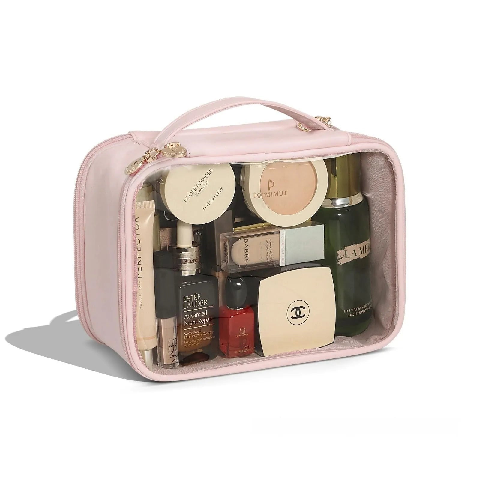 Transparent PVC leather cosmetic bag with waterproof travel storage in multiple colours and sizes