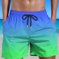 Man wearing grey gradient 3D printed mesh sports shorts, showing the short length and breathable fabric texture.