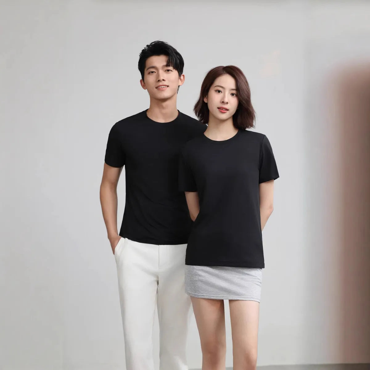 Round neck quick-drying mesh T-shirt in black, slim fit pullover, sizes S to 4XL