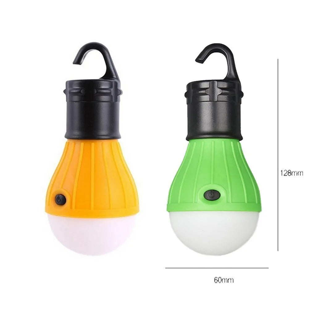 Portable hanging hook LED camping light in red colour showing compact 11cm design