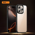 Black magnetic iPhone 16 phone case with TPU and PC construction showing magnetic components and airbag-style protection elements
