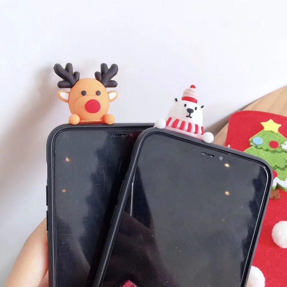 Christmas silicone back cover case for iPhone with festive design