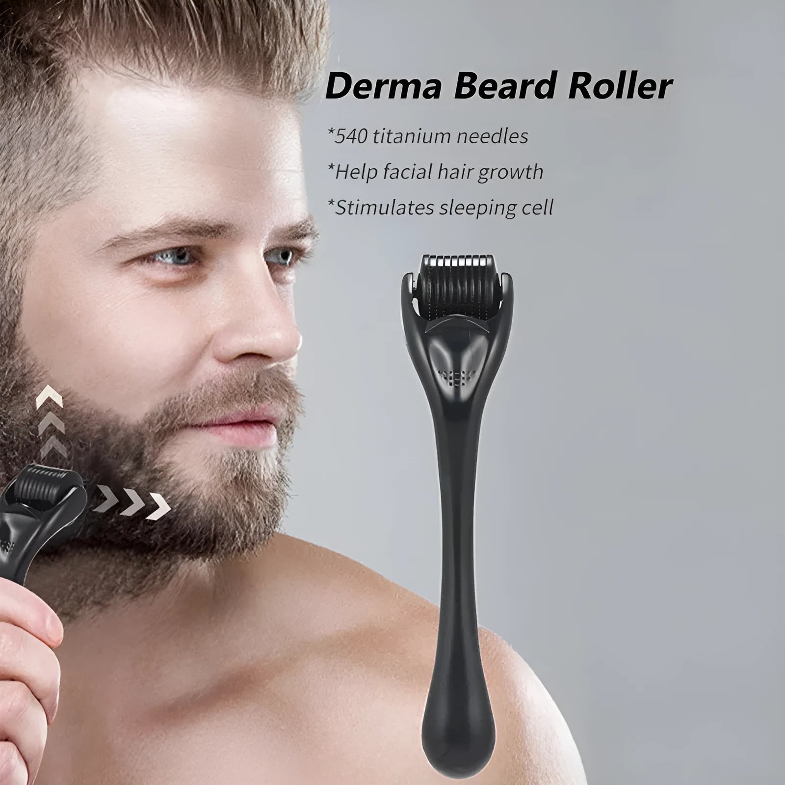 Black and purple derma roller devices with 540 titanium microneedles for face scalp and body treatment