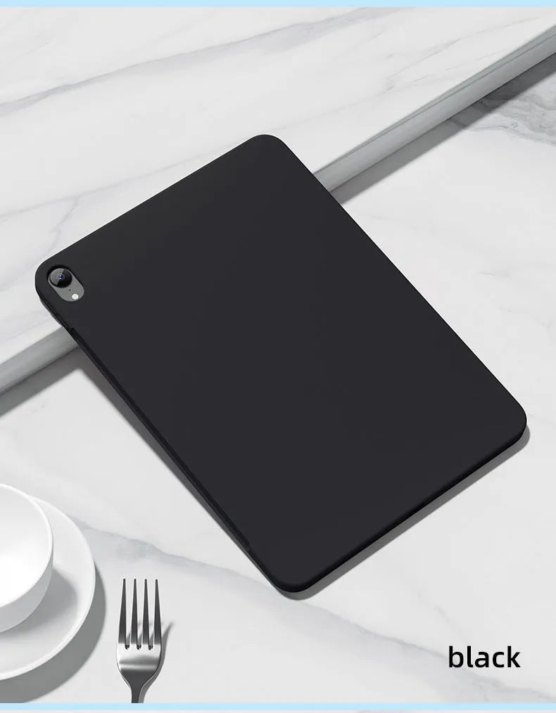 Soft silicone protective back cover case for an iPad tablet in a solid colour.