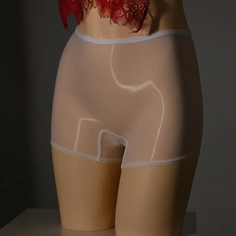 Man's seamless nylon underwear stockings in mid-waist style, shown in a neutral colour on a plain background.
