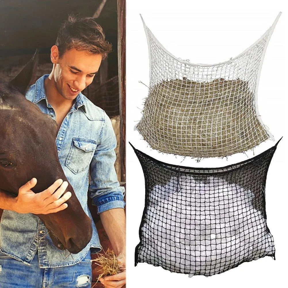 Woven PE rope grid hanging feeding bag for horses, cattle and sheep in multiple sizes