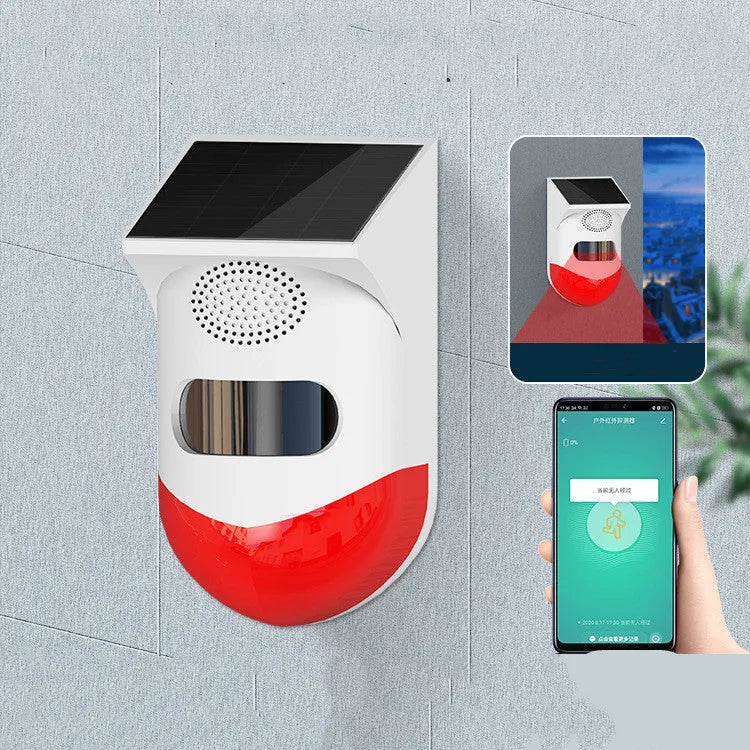 Solar-powered infrared security alarm with GSM wireless system for outdoor perimeter protection