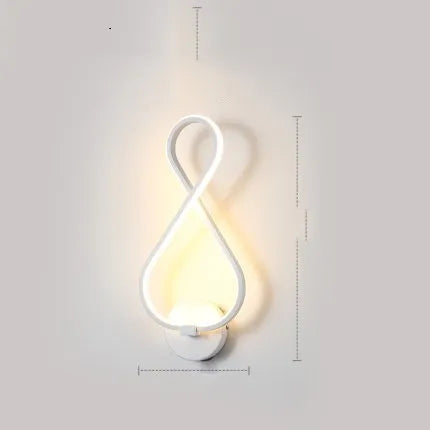 Nordic minimalist LED wall lamp with silicone shade in black, white, wavy, note or rich designs