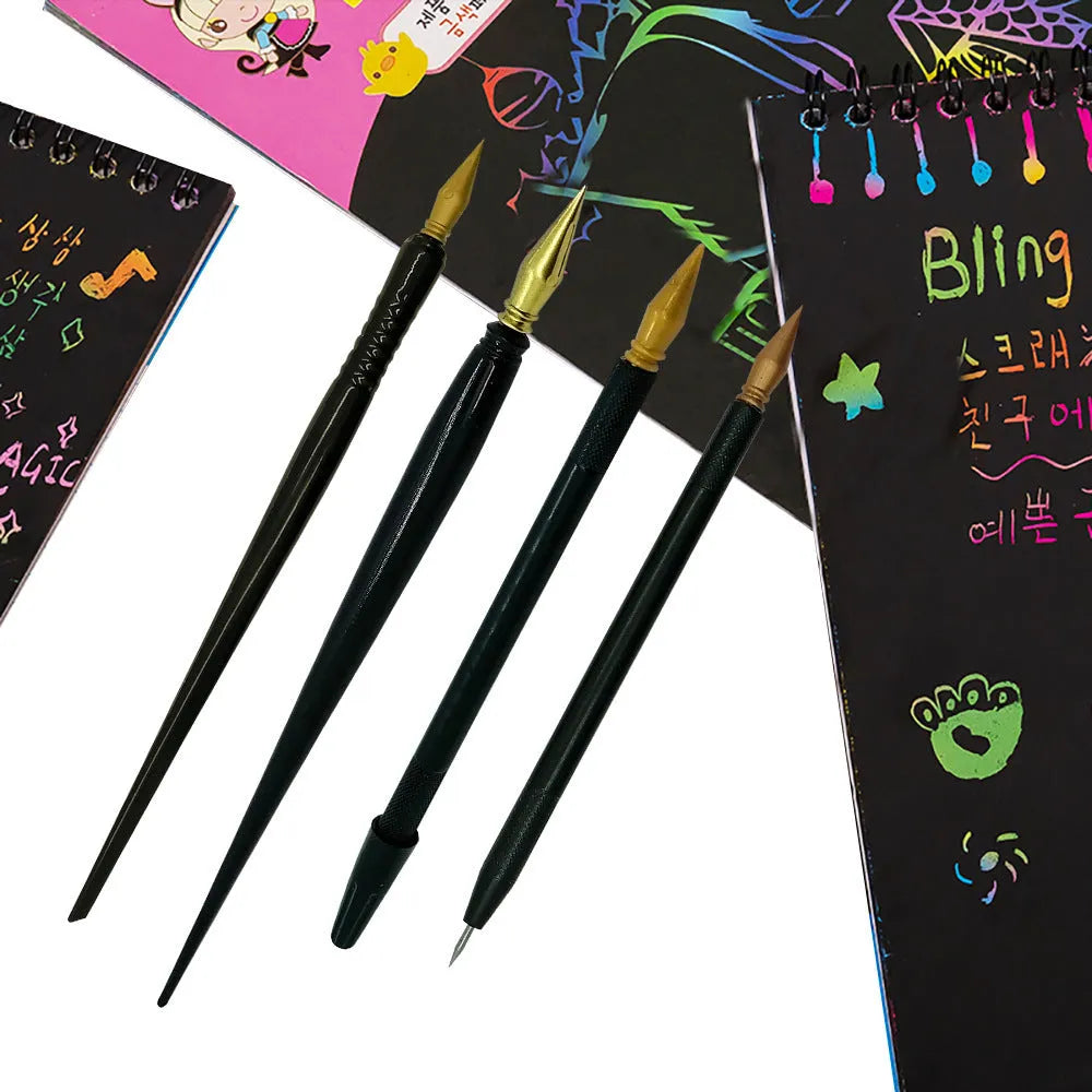 PS plastic scratch art pen for children's scratch paper artwork tools