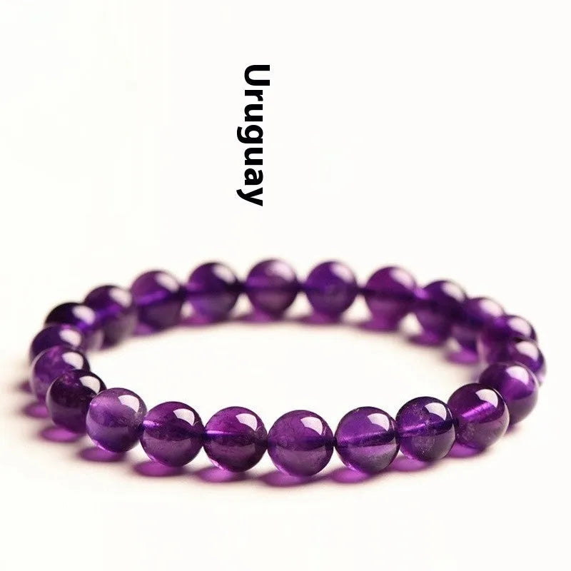 Natural amethyst scattered beads bracelet with polished jiuya crystals in single circle design