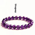 Natural amethyst scattered beads bracelet with polished jiuya crystals in single circle design