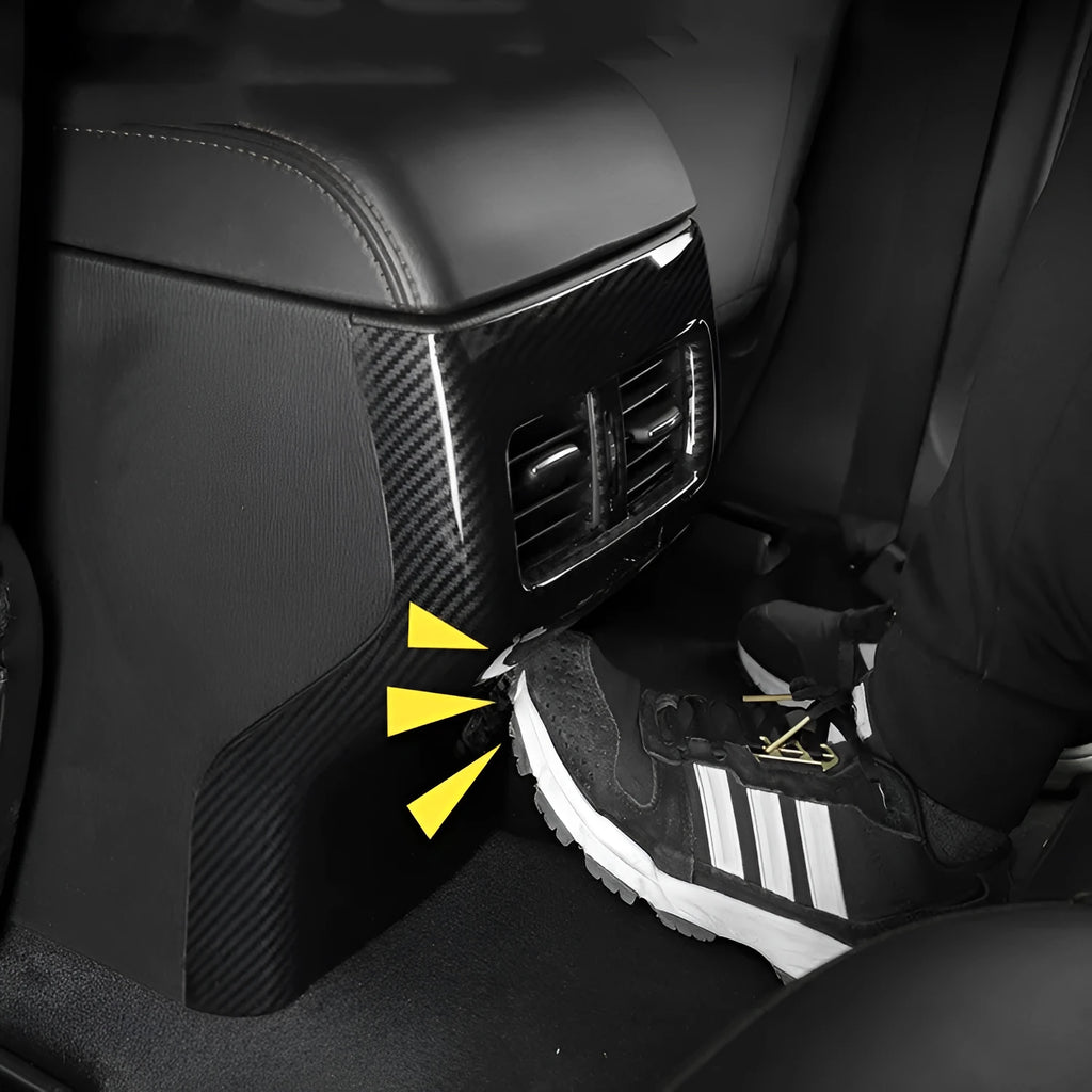 Black carbon fibre pattern ABS plastic steering wheel trim frames, left and right pair with adhesive backing