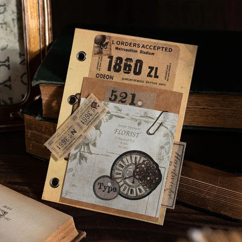 Retro double-layer notebook decorative card set with paper brick design in six colour options