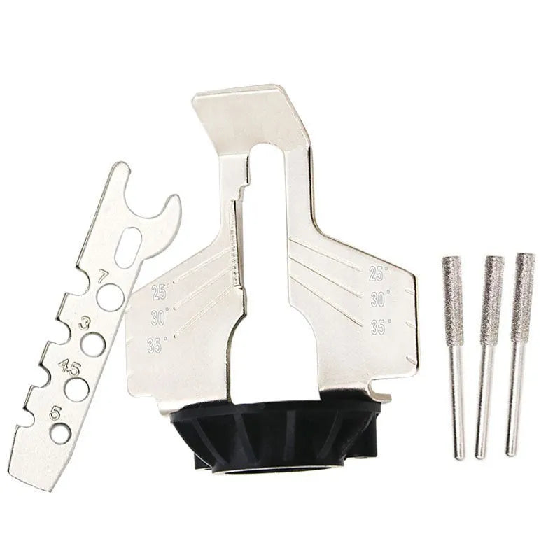 Silver electric chain grinder accessories for band saw blades showing 20mm metal construction
