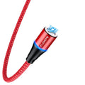 Black magnetic 3-in-1 fast charge data cable with side lighting for iPhone and Android phones