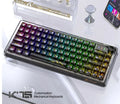 Attack Shark K75 RGB wireless mechanical keyboard with transparent PC case showing internal lighting