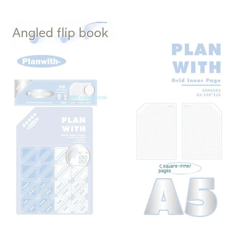 Oblique Angle Artsy Ins Style Salt Series student draft notebook in A5 or B5 size with white or blue plaid cover.