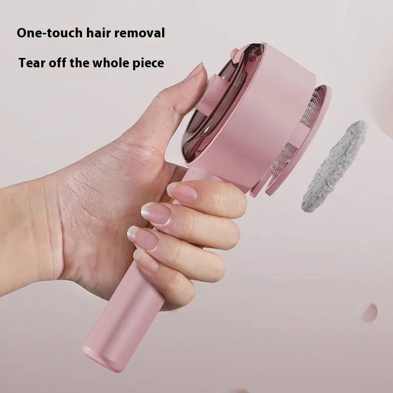 Ceramic white pet grooming brush with mist spray nozzle, UV blue light, and fine needle comb for dogs and cats.