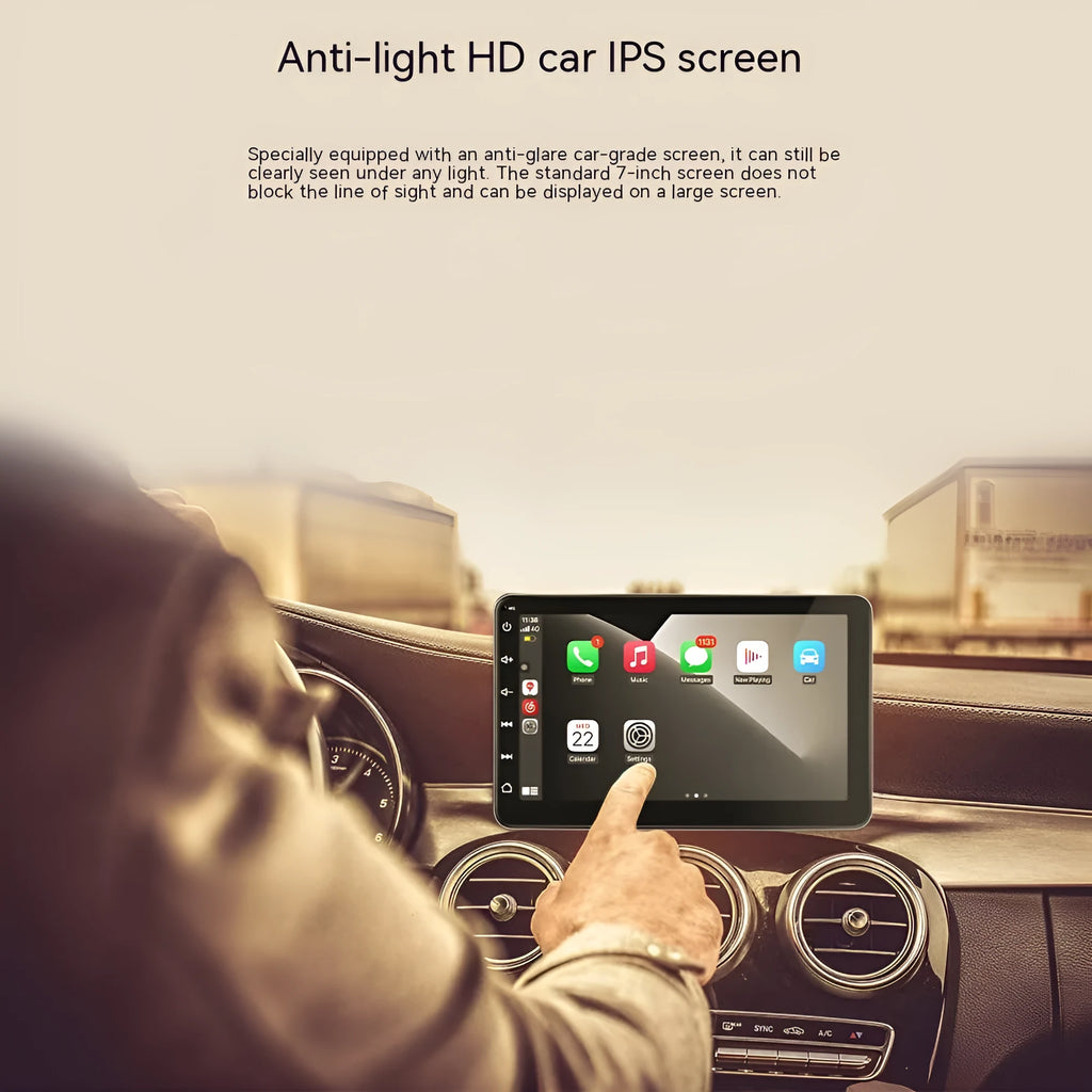7-inch wireless CarPlay GPS navigator for cars with universal mounting bracket.