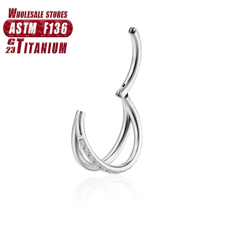 F136 titanium alloy fork nose ring body piercing jewellery in silver finish.