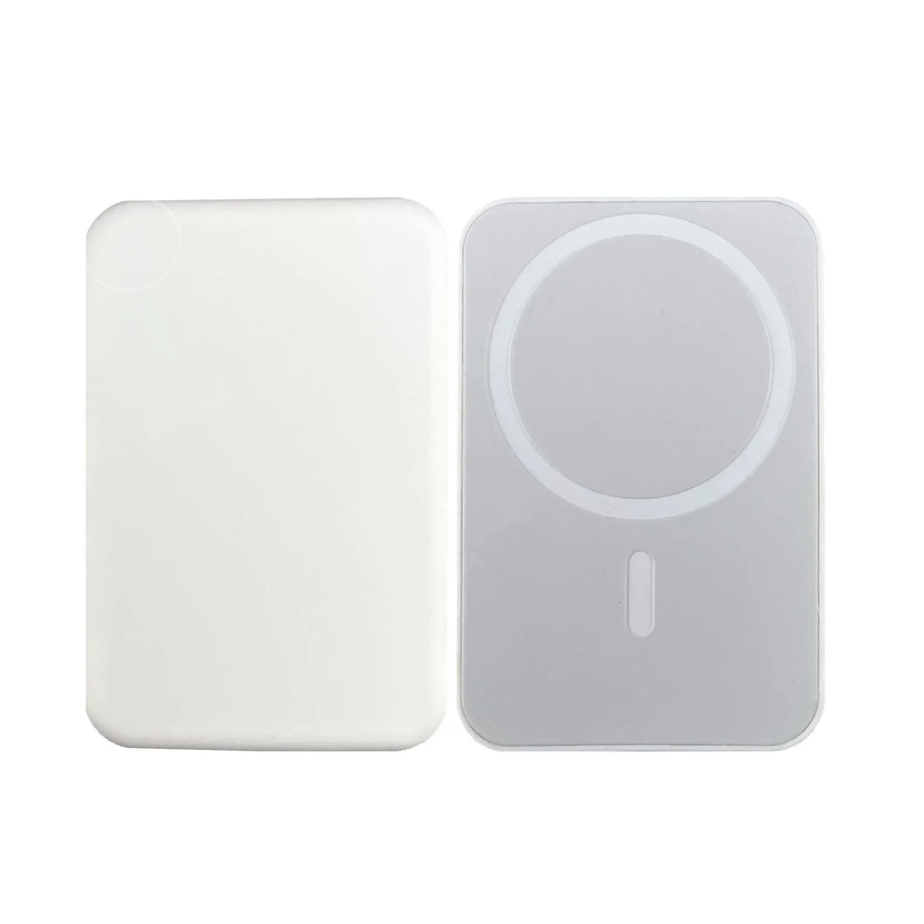 White magnetic wireless charger power bank with 5000mAh battery capacity
