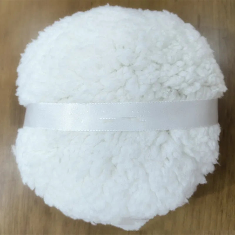 Oversized rectangular plush powder puff in pink, white, and skin colour options