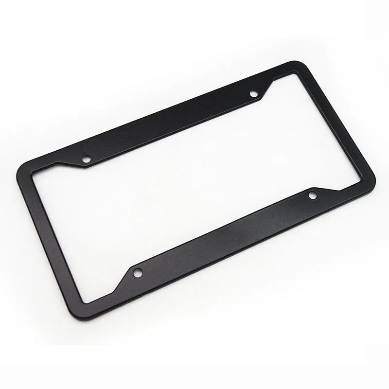 Aluminium alloy stainless steel licence plate frame in black finish showing dimensions