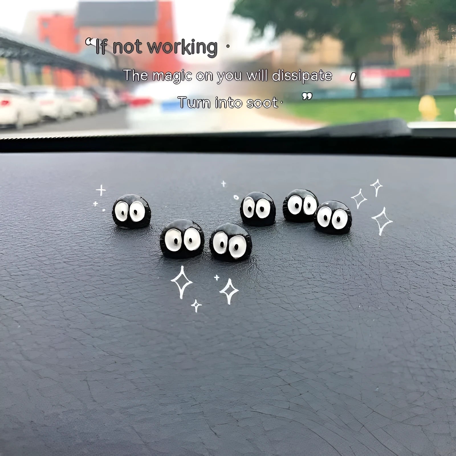 Resin cartoon coal briquette car decoration measuring approximately 1cm with traceless mounting tape