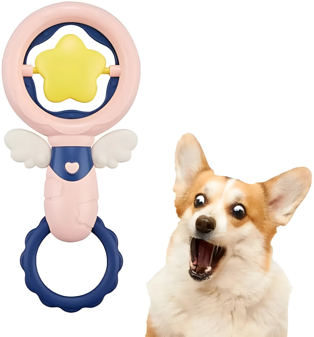Set of four pink durable rubber dog toys for large breed chewers with dental cleaning features
