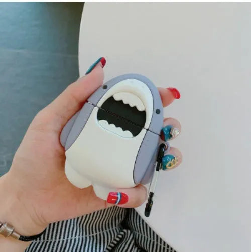 Silicone protective covers for AirPods 1 and 2 wireless earphones with shark fin design