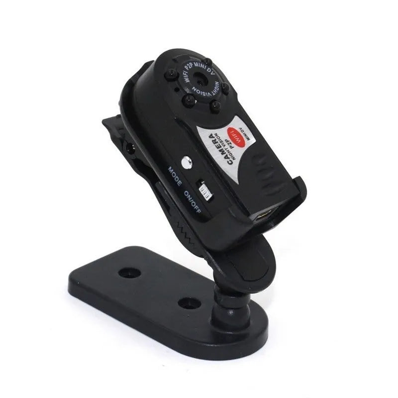 Black wifi remote network camera with LCD screen and optical zoom lens.
