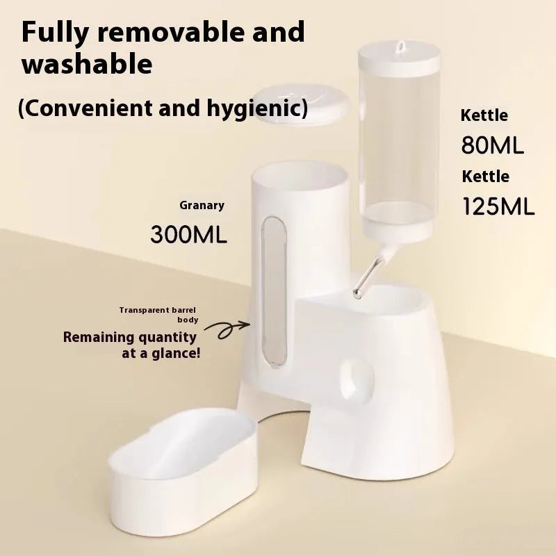 Hamster automatic drinking water feeder with food basin in blue colour