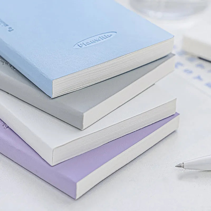 Embossed meter book notebook showing cover colour options including white, purple, blue, grey, and protective cover