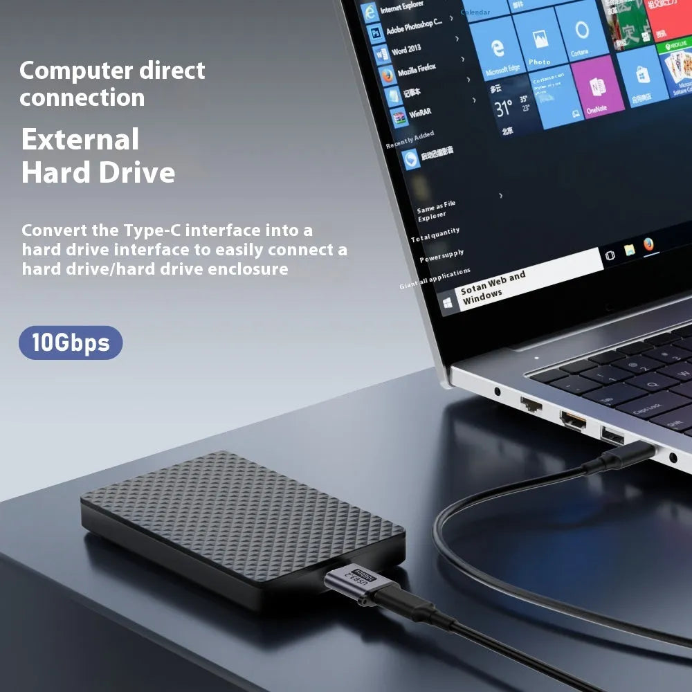 USB Type-A Male to Micro-B Female adapter connector for hard drives and mobile devices.