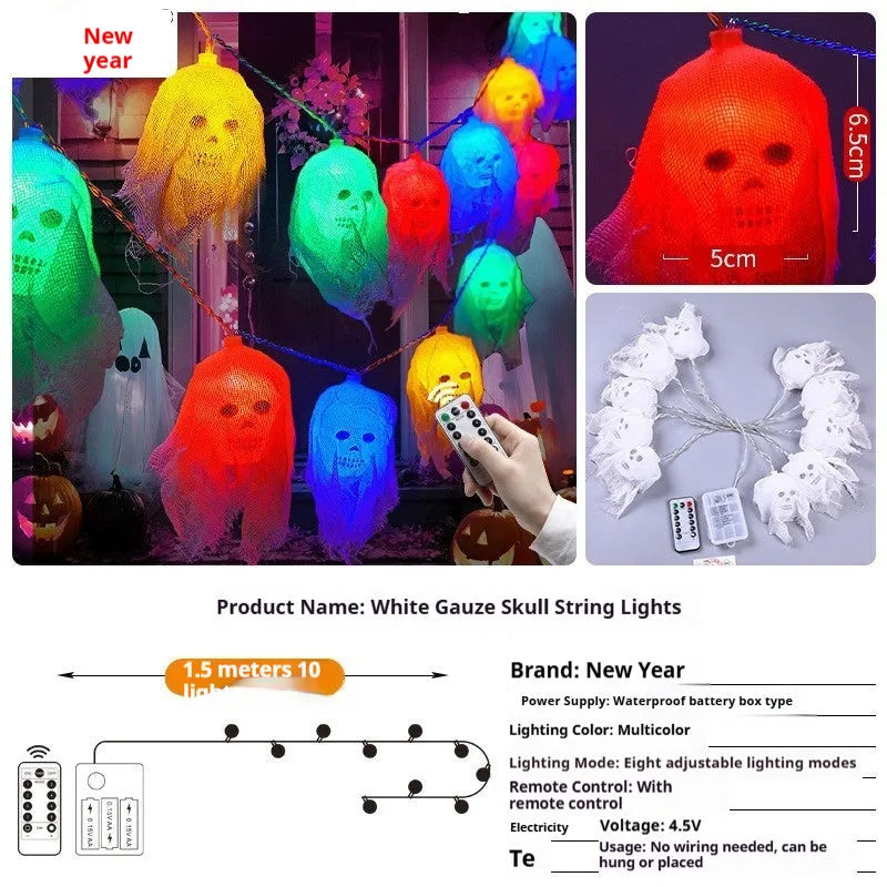 Halloween coloured LED light string with battery box for indoor wall decoration