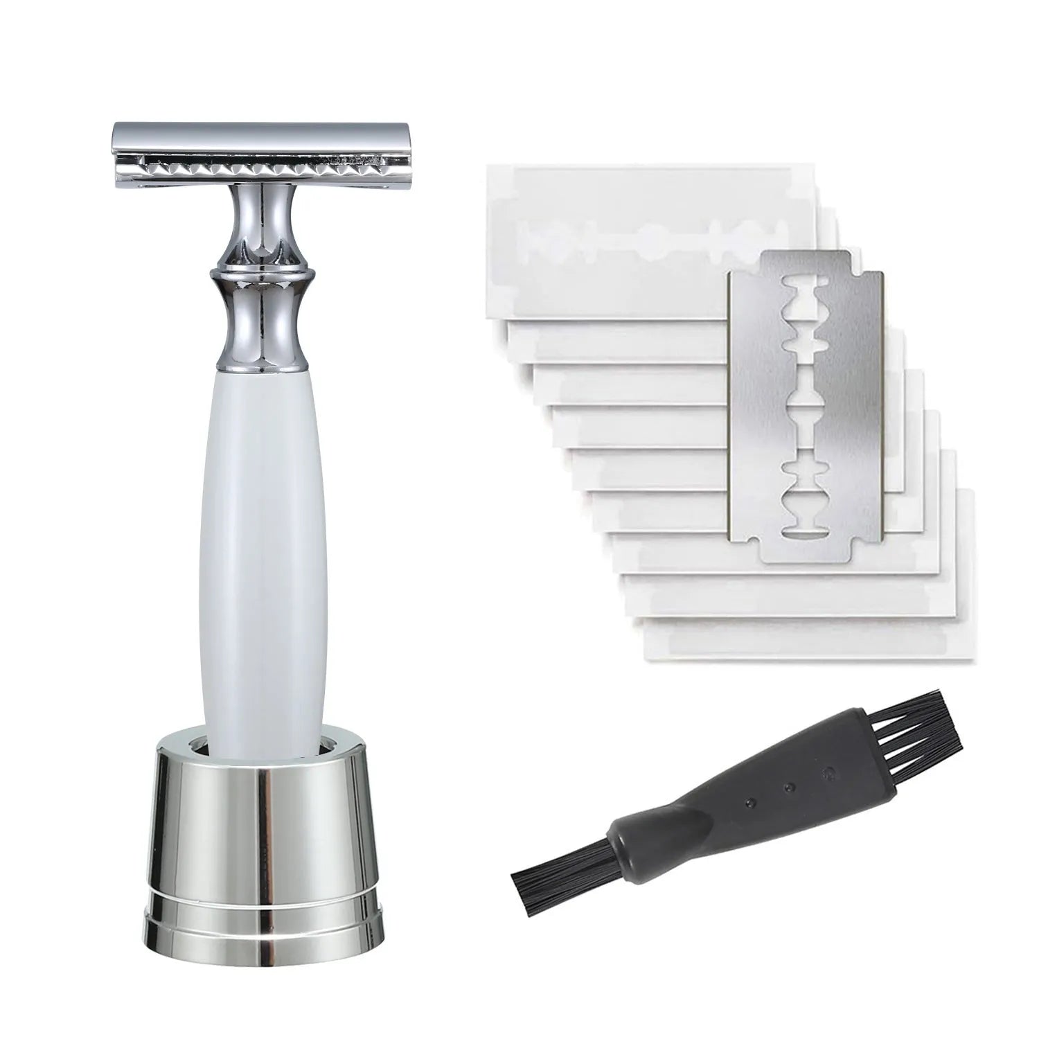 Men's copper manual shaving razor with olive wood handle and aluminium alloy razor holder