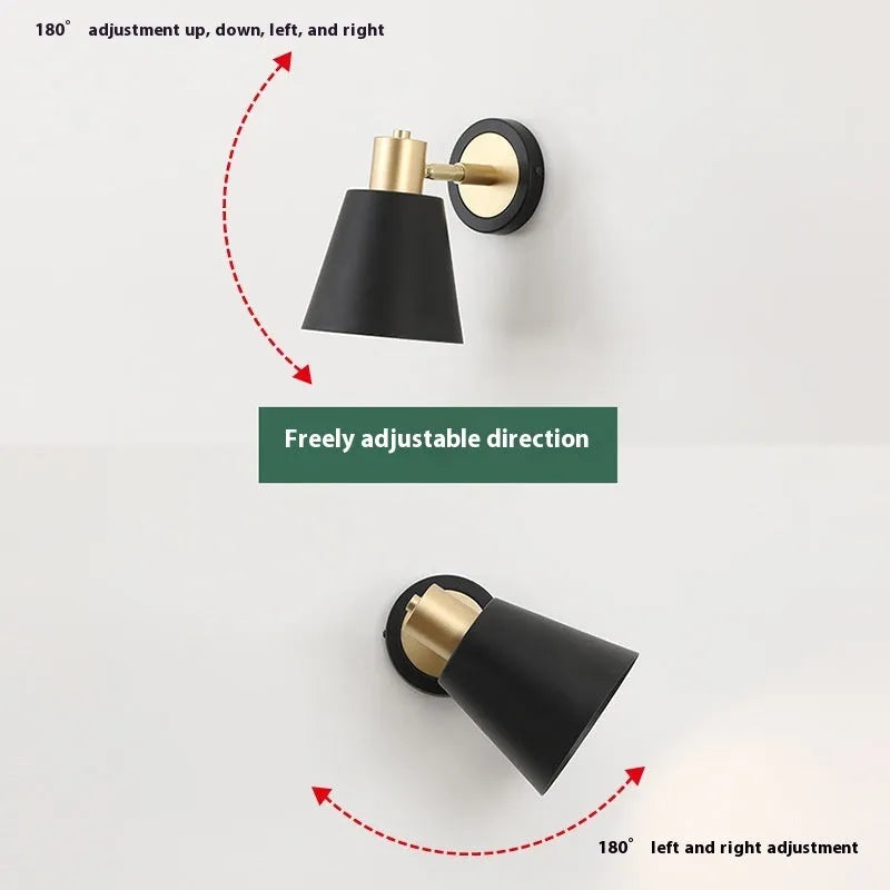 Nordic style iron wall lamp with adjustable tricolour lighting in four design variations