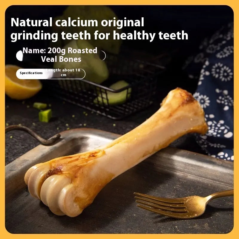 Dog molar rod chew toy for teeth cleaning and training with high calcium roasted ox bone flavour