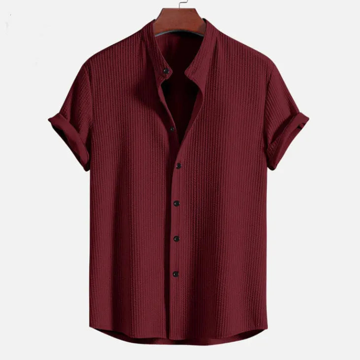 Men's loose fit short sleeve summer shirt in polyester available in multiple colours and sizes
