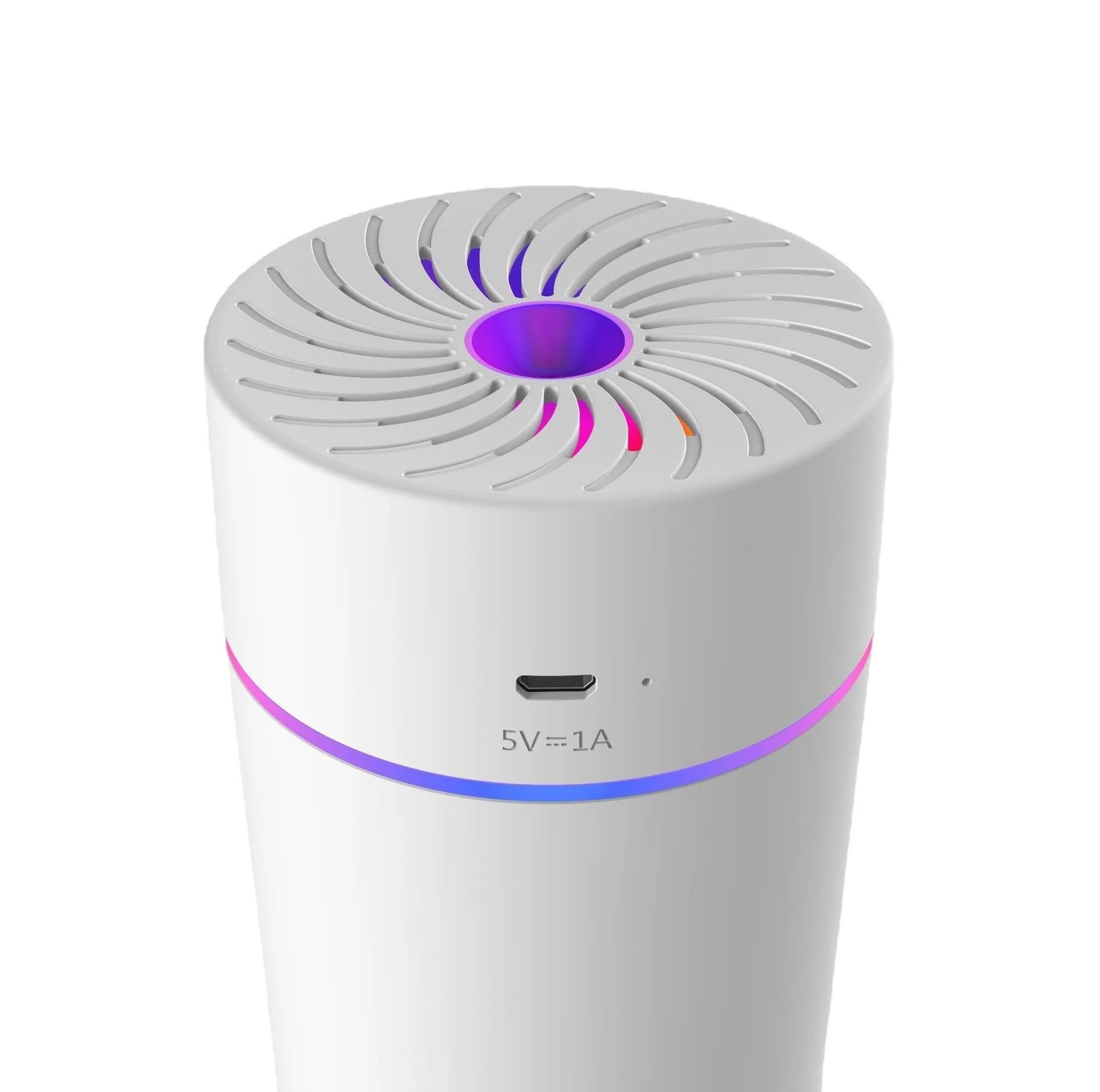 Compact car USB mini humidifier for vehicle aromatherapy and air humidification.