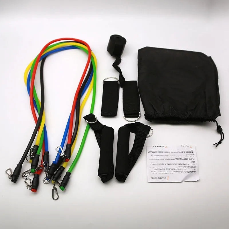 Multi-functional door sports 11-piece set with pulling rope for indoor strength training