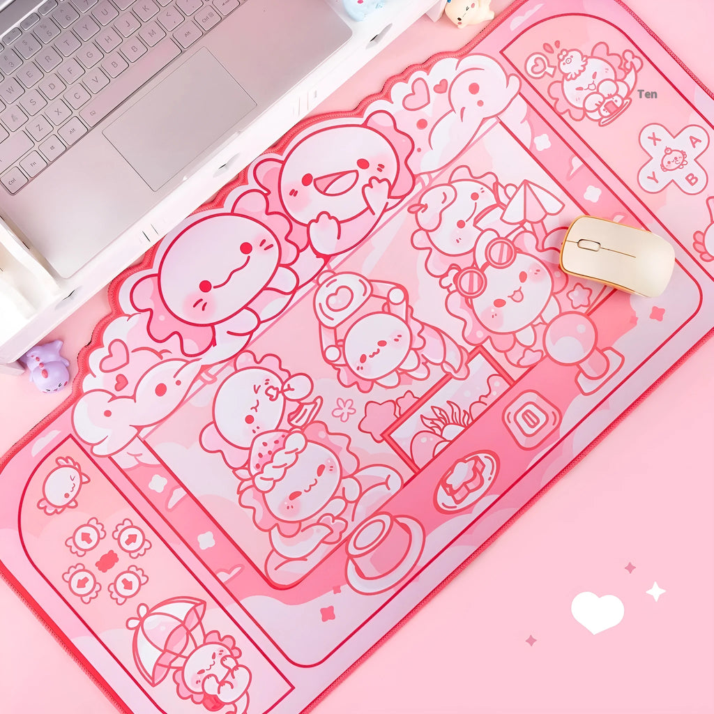 Hexagonal dragon crane machine cartoon anime pattern cloth mouse pad measuring 75x40cm