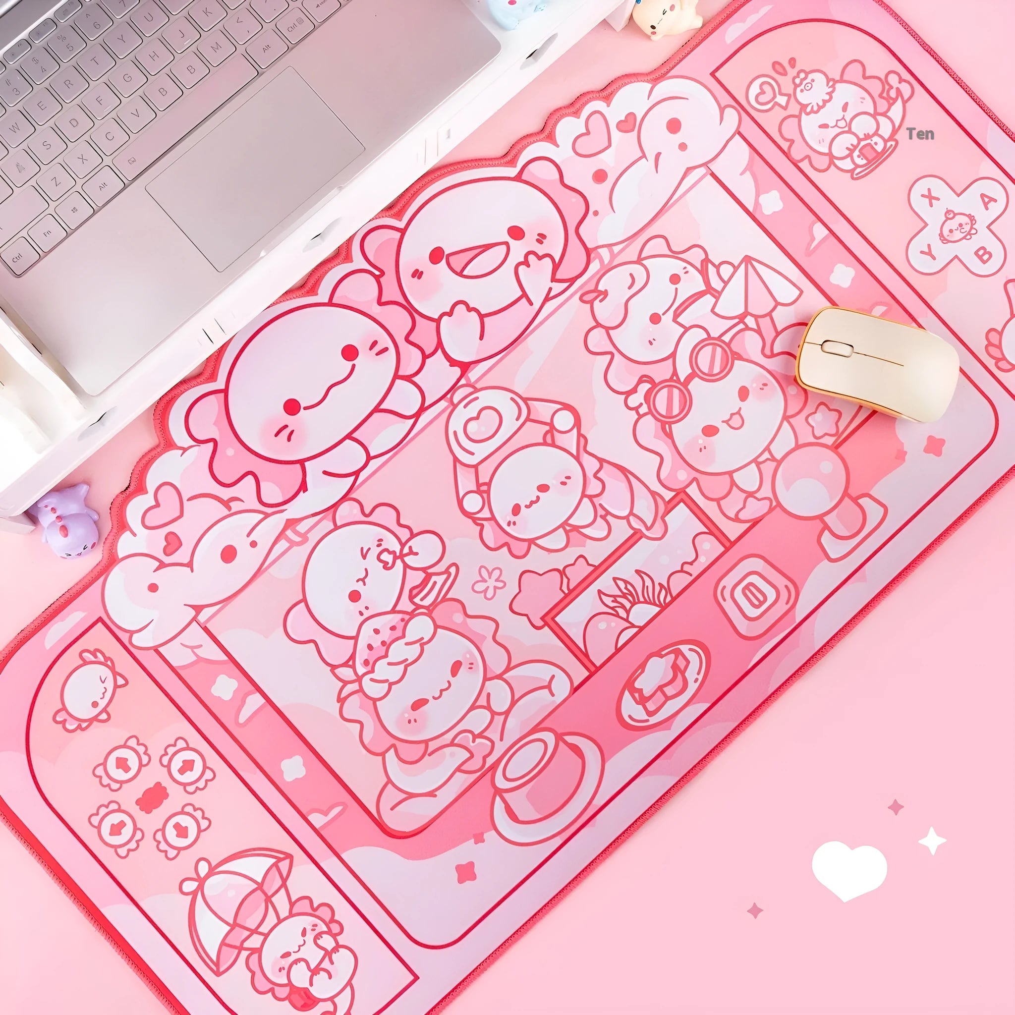 Hexagonal dragon crane machine cartoon anime pattern cloth mouse pad measuring 75x40cm