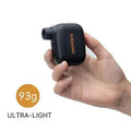 Black mini electric bicycle pump with USB charging port and compact dimensions