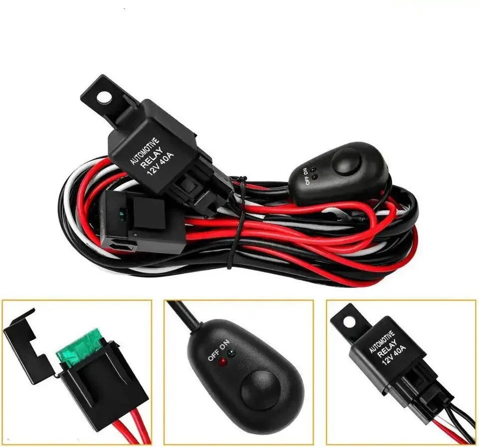 Silicone automotive wiring harness with 2 metre cable for LED roof spotlight installation