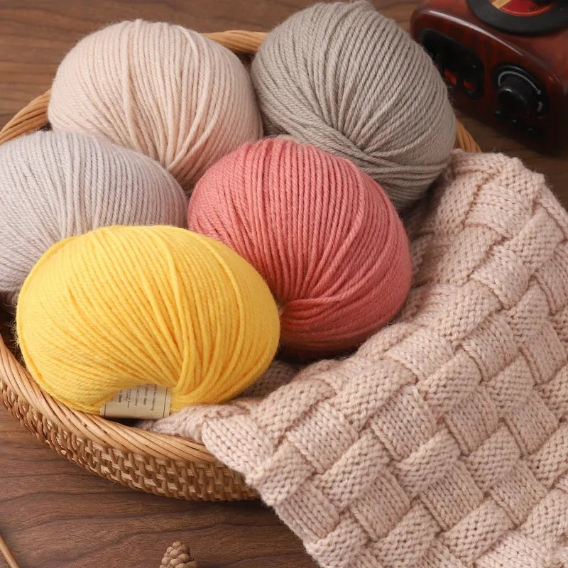 Roll of hand knitting wool thread for baby and children's knitted sweaters and scarves