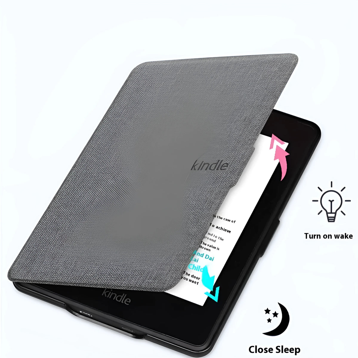 Hard plastic linen leather style protective case for Kindle Paperwhite in black with magnetic closure