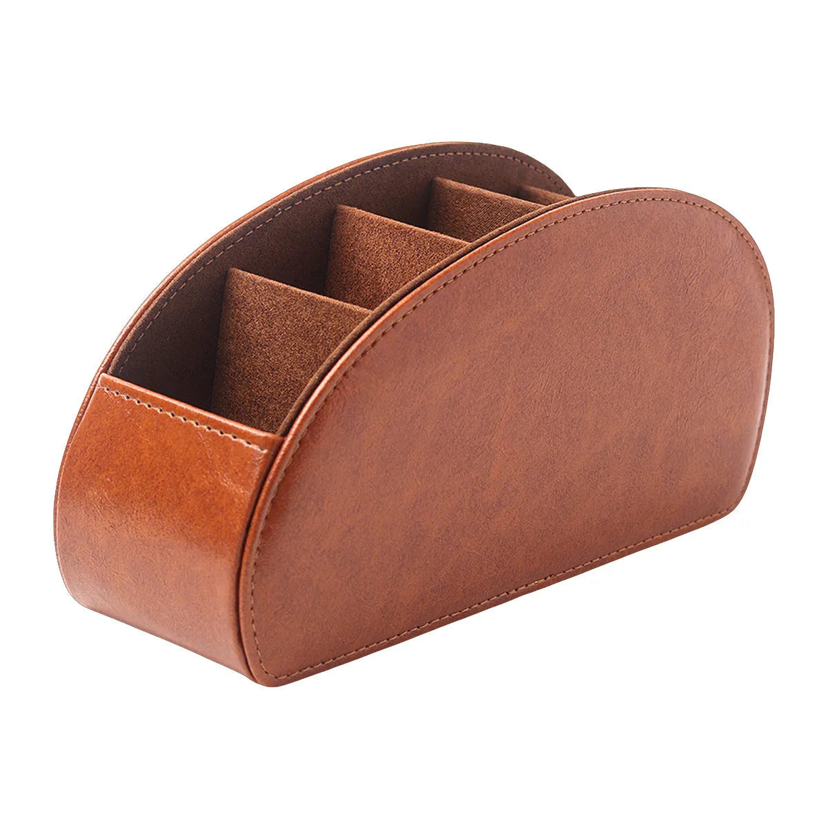 Multifunctional leather storage box in L or S size for remote controls, stationery and headset cables, in brown, grey or apricot