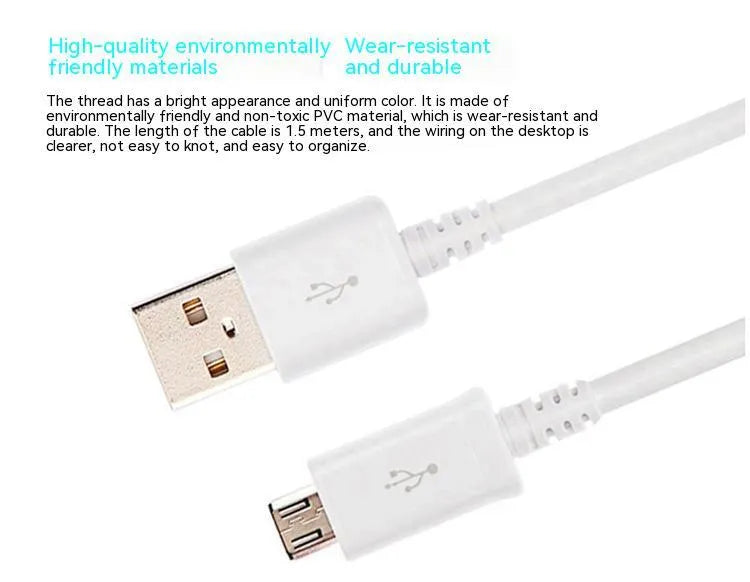 Black and white Android Micro USB data cables with 1 metre length for charging and data transfer